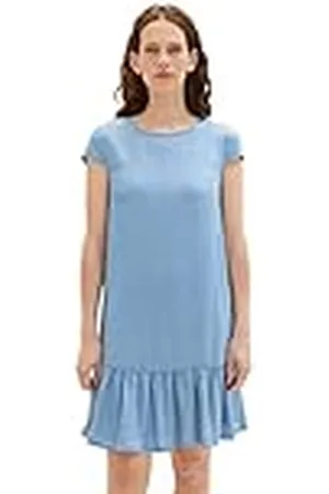 TOM TAILOR 1038425 Vestido, 10281-Mezclilla de Lavado de Piedra Media, 48 para Mujer