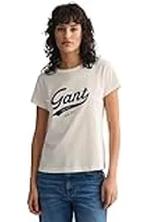 GANT Camiseta Reg Script Graphic, Fuente de Huevo, XS para Mujer