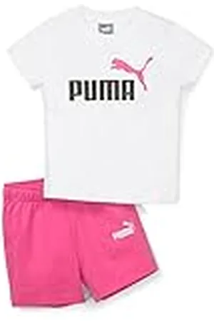 PUMA Minicats tee & Shorts Set Traje de trote, Unisex niños, Blanco-Rosa Perla, 74