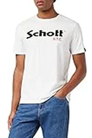 Schott NYC TS01MCLOGO, Camisa, Hombre, Multicolor (Black/White), M