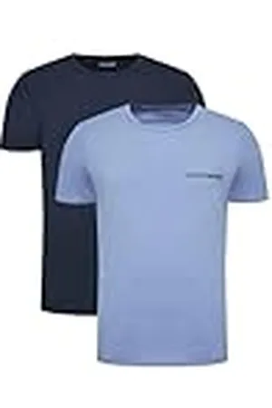 Emporio Armani Core Logoband Crew Neck 2-Pack T-Shirt Camiseta, Marine/Azul Claro, S para Hombre