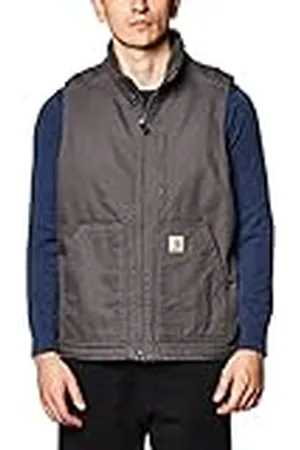 Carhartt Loose Fit Washed Duck Sherpa-Lined Mock-Neck Vest Ropa Exterior de Utilidad de Trabajo, Grava, Medium para Hombre