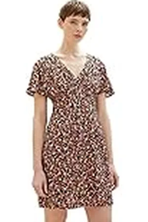 TOM TAILOR 1036825 Vestido, 31952-Estampado de Flores Negras, L para Mujer