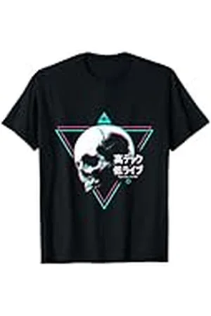 Wowsome! Cyberpunk Skull High Tech Low Life Japanese Streetwear Anime Camiseta Unisex-Adultos Pequeño Negro Manga Larga Camiseta de Tirantes Cyberpunk Techwear