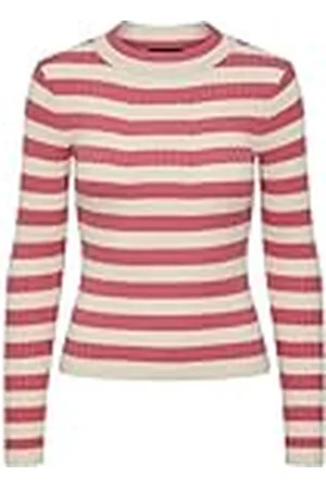 Pieces® Pccrista LS O-Neck Knit Noos BC Suéter, Rosa Intenso, XS para Mujer