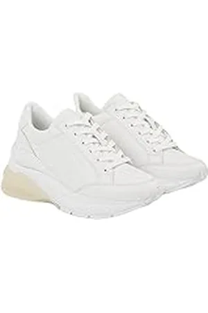 Calvin Klein Wedge Runner Lace UP WN YW0YW01172, Zapatilla con Suela Gruesa Mujer, Blanco (Bright White/Black), 39 EU