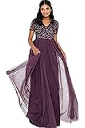 Maya Deluxe Vestido Maxi Adornado con Escote En V Dama de Honor para Mujer, , 40
