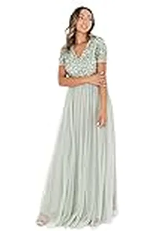 Maya Deluxe Vestido Maxi Adornado con Escote En V Dama de Honor para Mujer, , 40