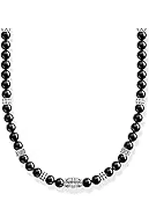 Thomas Sabo KE2180-507-11-L50 - Collar para hombre con perlas de ónix de plata de ley 925 con perlas de ónix, longitud 50 cm, 50cm, Plata esterlina, No es una piedra preciosa
