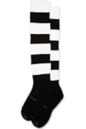 Mitre Mercury Medias de fútbol rayadas juveniles, equipación de fútbol, medias largas ligeras, medias deportivas transpirables, talla 36-40, negro/blanco