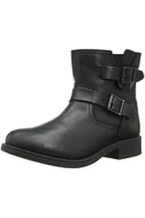 Pieces® IZA Leather Boot, Botas Biker, Negro-Schwarz (Black.), 38