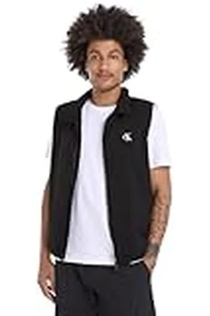 Calvin Klein Jeans Chaleco Hombre Lightweight Vest de aspecto arrugado, Negro, XL
