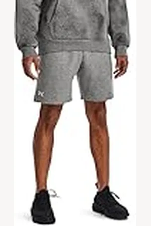 Under Armour Rival Fleece Shorts deportivos para correr, cómodos pantalones cortos deportivos con bolsillos, color gris brezo claro/blanco