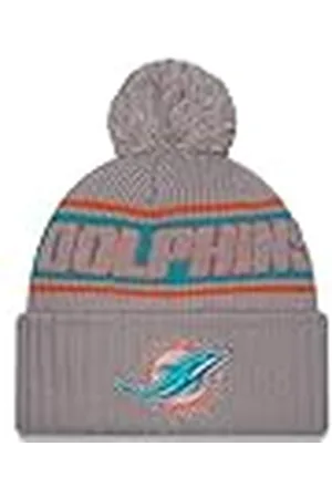 New Era Miami Dolphins NFL 2024 Sideline Sport Knit Gris Gorro con Pompón