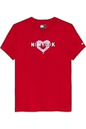 Tommy Hilfiger Camiseta de Manga Corta TJ X NYC Mujer con Cuello Redondo, Rojo (Red Hot), M