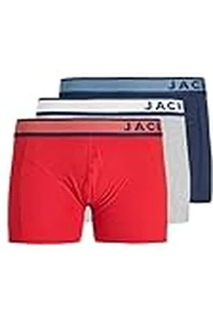 JACK & JONES JACDENVER Trunks 3 Pack Bóxer, Gris Claro/Paquete: Rojo pompain – Dress Blue, L para Hombre