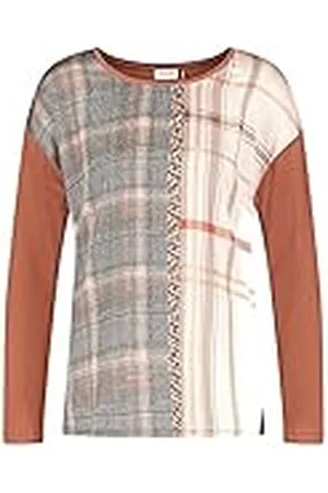 Gerry Weber Jersey de Manga 1/1 Camiseta, Camel Pumpkin Black, 38 para Mujer