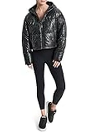 DKNY Embossed Crosswalk Print Cropped Puffer Jacket Chaqueta, , S Mujeres