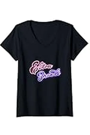 Elton John Mujer Logotipo oficial de Neon Camiseta Cuello V