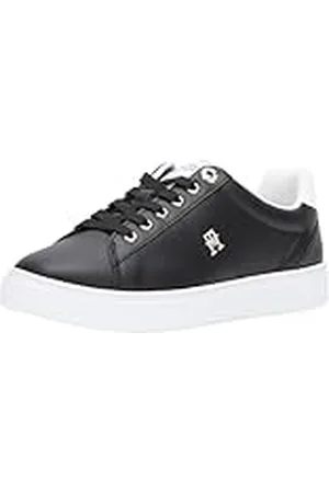 Tommy Hilfiger Essential Elevated Court Sneaker FW0FW07685, Zapatilla con Suela Cupsole Mujer, (Black), 36 EU