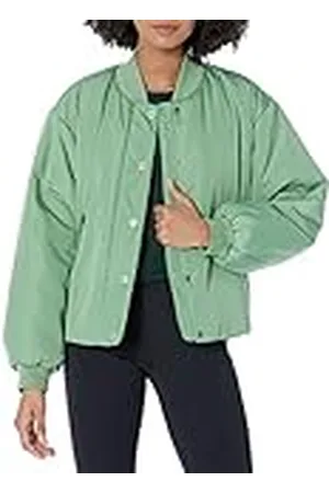 Amazon Chaqueta bomber tipo crop acolchada y holgada de poliéster reciclado (disponible en tallas grandes) (Previamente Amazon Aware) Mujer, , 6XL Grande