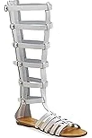 Emmanuela Handcrafted For You Emmanuela Sandalias Gladiador de Piel Hechas a Mano en Piel, Hasta la Rodilla con Cremallera en la Parte Superior, Zapatos Planos de Verano con Tirantes para Mujer, , 37