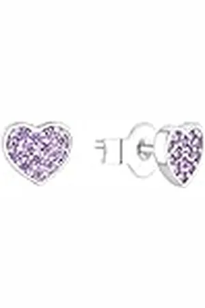 QS by s.Oliver Pendientes de plata de ley 925 joyería del oído de los niños de la muchacha, con zirconia cúbico synth., 0,6 cm, plata, corazón, Viene en caja de regalo de joyería