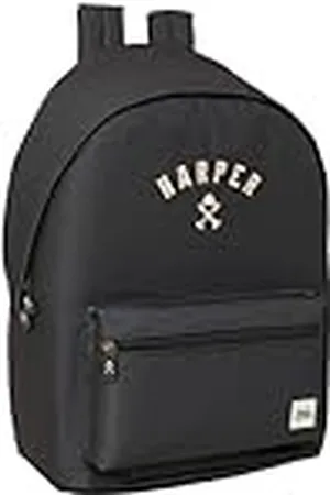 Safta HARPER & NEYER BLACK - Mochila para Portátil 15.6" y USB, Ideal para Jóvenes de Diferentes Edades, Tejido Reciclado, Cómoda y Versátil, Calidad y Resistencia, 31x18x44 cm
