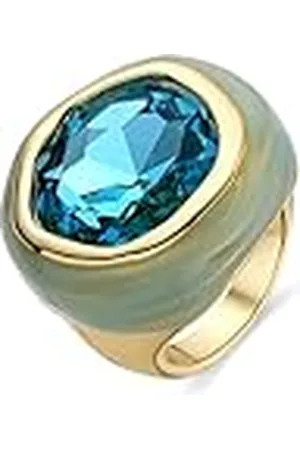 Luxenter Anillo Mujer en Aleación de Metal con Cristal Color y Dorado Acabado en Oro Amarillo de 18k Modelo Mantis-Talla 14