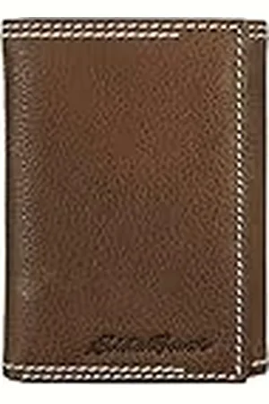 Eddie Bauer Cartera de Tres Pliegues para Hombre, Cuero de Puntada Superior, Color Bronceado, Talla única