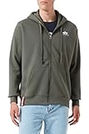 Alpha Industries Basic Zip SL Sudadera, Verde (Dark Olive-142), L para Hombre