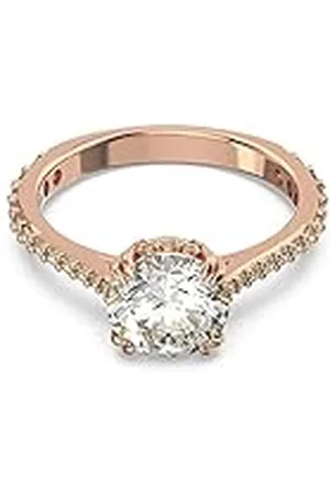 Swarovski Anillo Constella para mujer, Anillo con Cristales Radiantes, en Baño Tono Oro Rosa, Colección Constella de