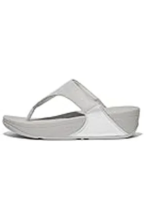 FitFlop Lulu Shimmerlux Toe-Post Sandals, Sandalia Mujer, Silver, 42 EU