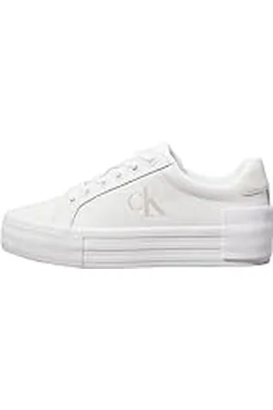 Calvin Klein Jeans VULC FLATFORM LOW MG LTH Zapatillas deportivas Mujer, Blanco (Bright White/Creamy White), 41 EU