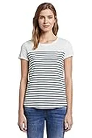 TOM TAILOR 1017275 Camiseta con Rayas, 21355-Navy White Stripe, L para Mujer