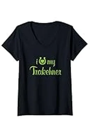Hip Mujer Entrenador de equitación I Love My Trakehner Horse Equestrian Show Camiseta Cuello V