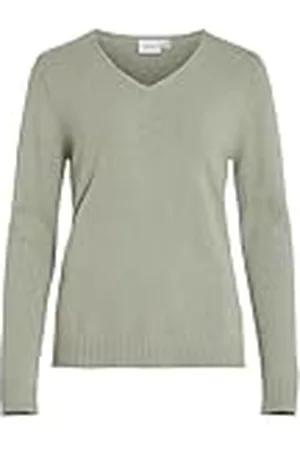 VILA Viril V-Neck L/S Knit Top-Noos Jersey de Punto, , S para Mujer