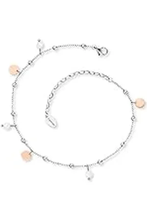 Engelsrufer Tobillera para mujer con perlas o circonitas, plata de ley 925 rodiada o acero inoxidable, longitud ajustable, sin níquel, apta para alérgicos, Länge 22 + 5 cm, Acero inoxidable, No es una