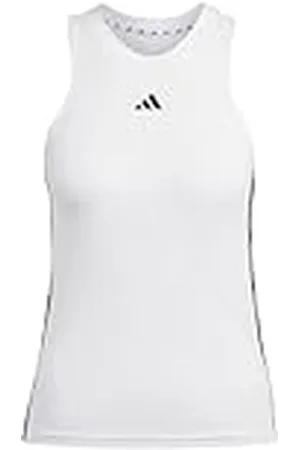 adidas Mujer AEROREADY Train Essentials Regular 3-Stripes Tank Top, White/Black, M