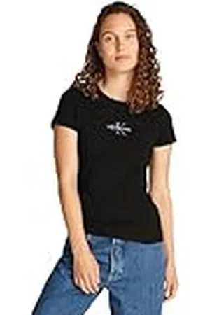 Calvin Klein Camiseta de manga corta Mujer Gradient Monologo Tee Slim Fit, Negro (Ck Black), M
