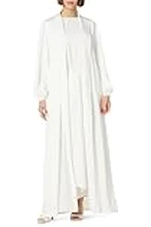 THE DROP Vestido Maxi para Mujer, Estilo Túnica con Parte Delantera Abierta, por @withloveleena, (Ivory), XXL, Talla Grande