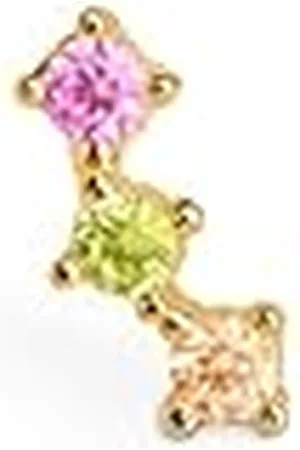 SINGULARU Pendiente Suelto Triple Spark Color. Plata de Ley 925 con Acabado Baño de de 18 Kt con Detalles Circonitas. Cierre silicona. Joyas para Mujer