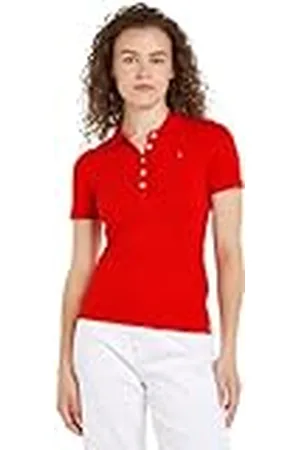 Tommy Hilfiger 1985 Slim Pique Polo SS WW0WW37823 Polos de Manga Corta, , XXS para Mujer