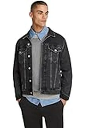 Calvin Klein Cazadora Vaquera Hombre Slim Denim Jacket Trucker, Negro (Denim Black), XL