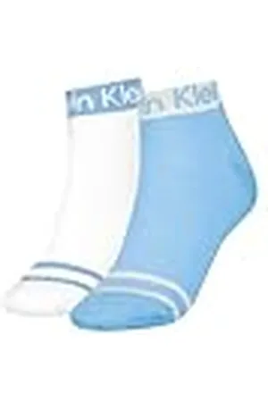 Calvin Klein Logo Welt Quarter 2 Pack, (Light Blue), Talla única (Pack de 2) para Mujer