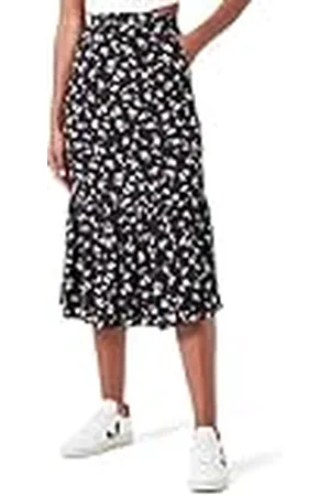 Tommy Hilfiger Falda Mujer Floral Ruffle Largo medio, Schwarz (Negro), XS