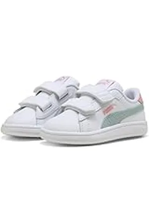 PUMA Smash 3.0 L V INF, Zapatillas Unisex bebé, White-Modern Mint-Pink Fruit, 22 EU