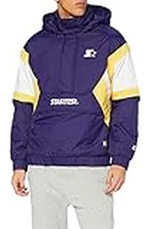 STARTER BLACK LABEL Color Block Half Zip Retro Jacket Cortavientos, Arrancador Morado/Blanco/Amarillo, XL para Hombre