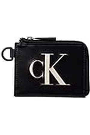 Calvin Klein Juego de Cartera de Piel RFID para Hombre, Delgada, Minimalista, Media Cremallera, Talla única
