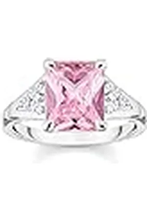 Thomas Sabo Anillo para mujer con piedras rosas y blancas de plata de ley 925 TR2362-051-9, 52, Plata, Sin piedras preciosas